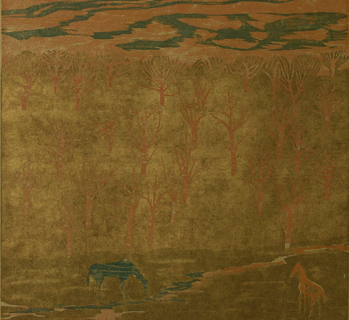 1960S GOLDEN EVENING WOODCUT