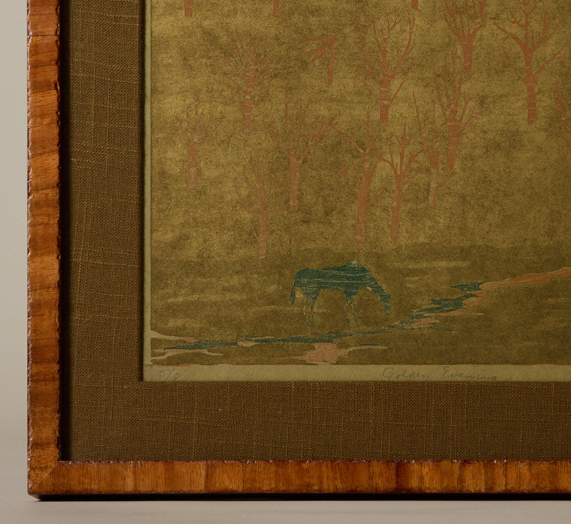1960S GOLDEN EVENING WOODCUT