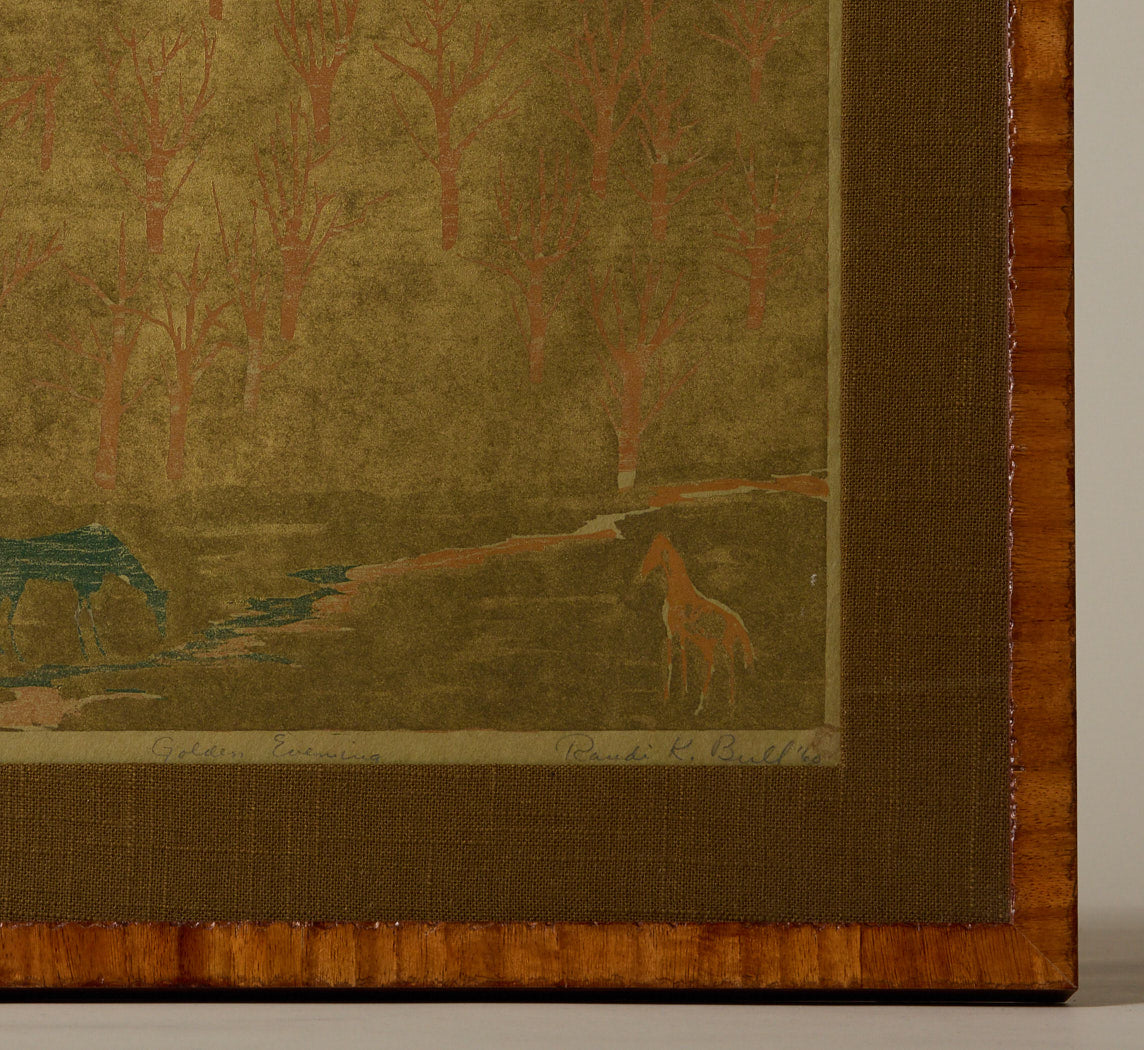 1960S GOLDEN EVENING WOODCUT