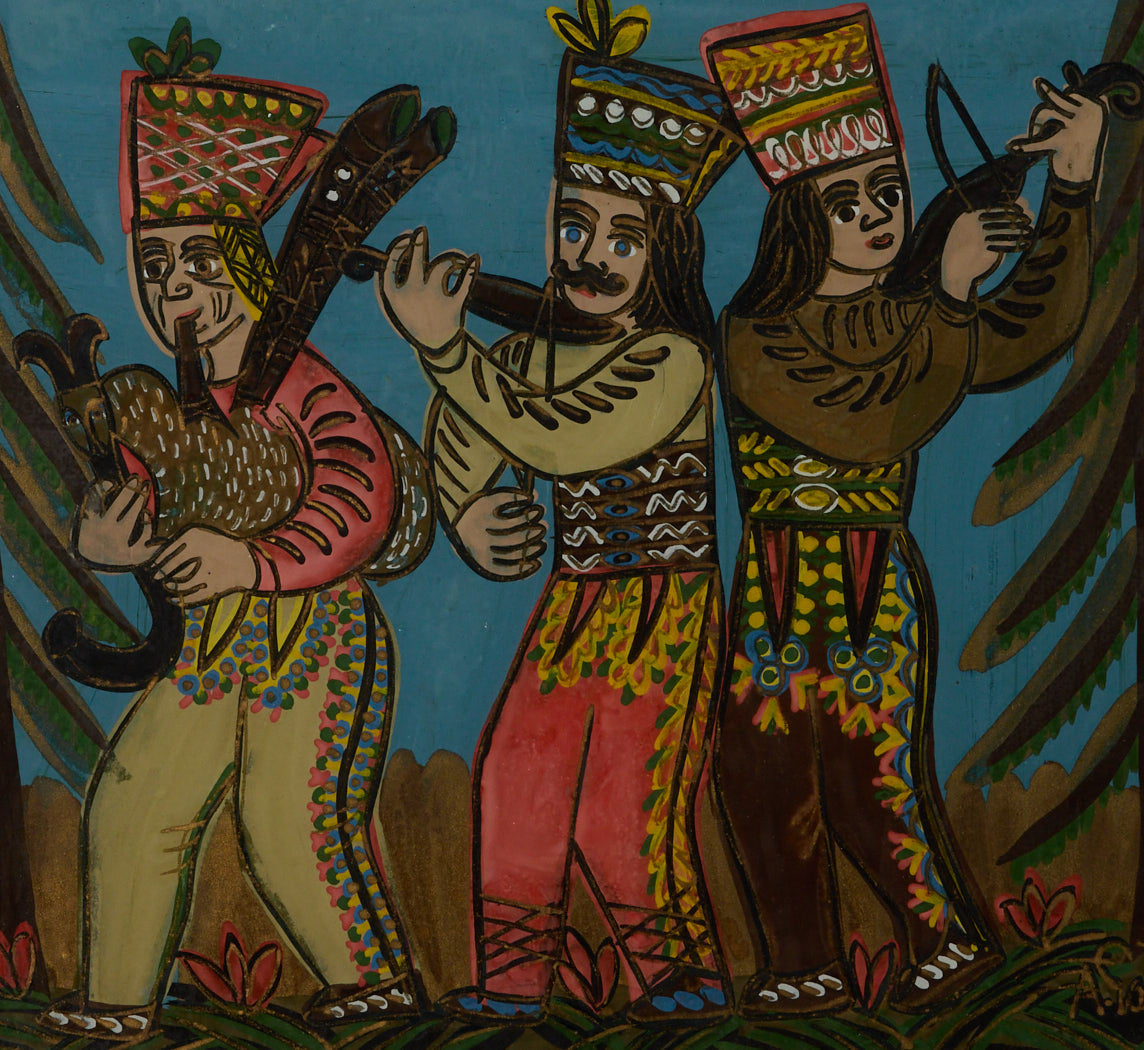 MID CENTURY FOLK ART PAINTING ON GLASS III