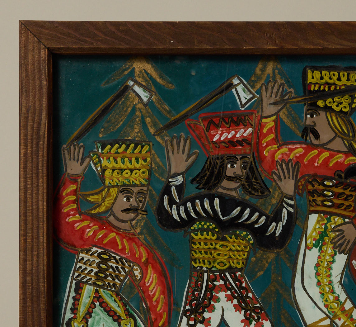 MID CENTURY FOLK ART PAINTING ON GLASS II