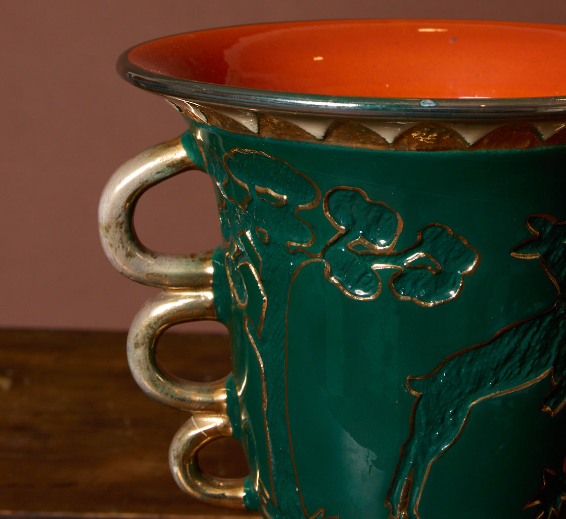 1940S ITALIAN NOVECENTO GILDED TERRAGLIA VASE