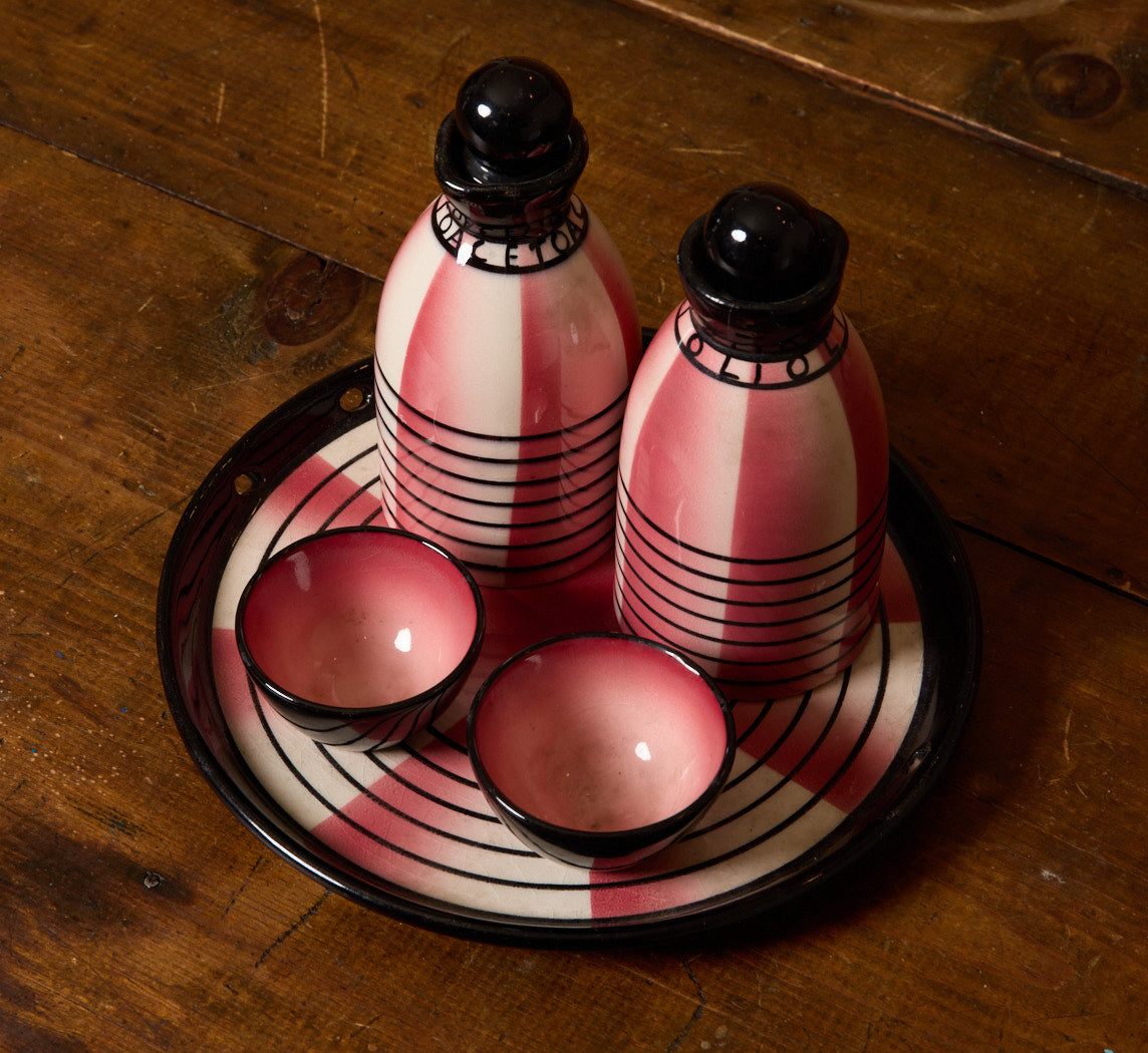 1930S ITALIAN ART DECO OIL & VINEGAR SERVING SET BY CORRADO CAGLI FOR ROMETTI