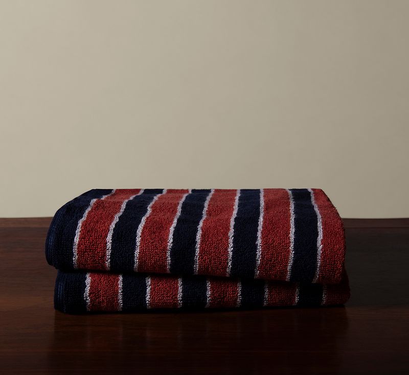 HELENA HAND TOWEL IN NAVY AND RED