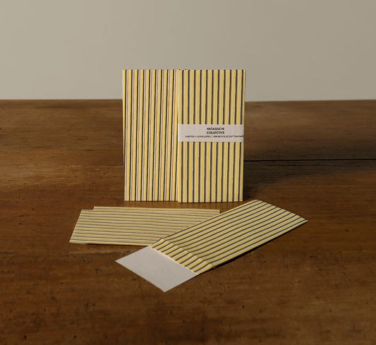 SCREEN PRINTED LARGE CARD SET IN YELLOW STRIPE