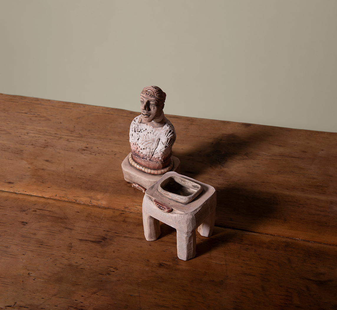 BUST OF MAN WITH LACE BOX BY GAYSER