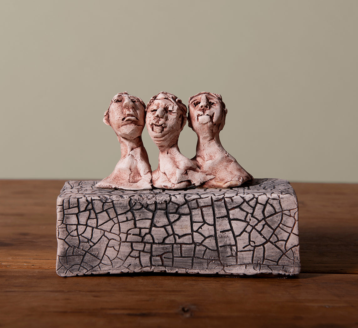 TRIO ON CRACKLED PEDESTAL BY GAYSER