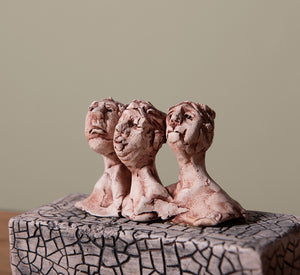 TRIO ON CRACKLED PEDESTAL BY GAYSER