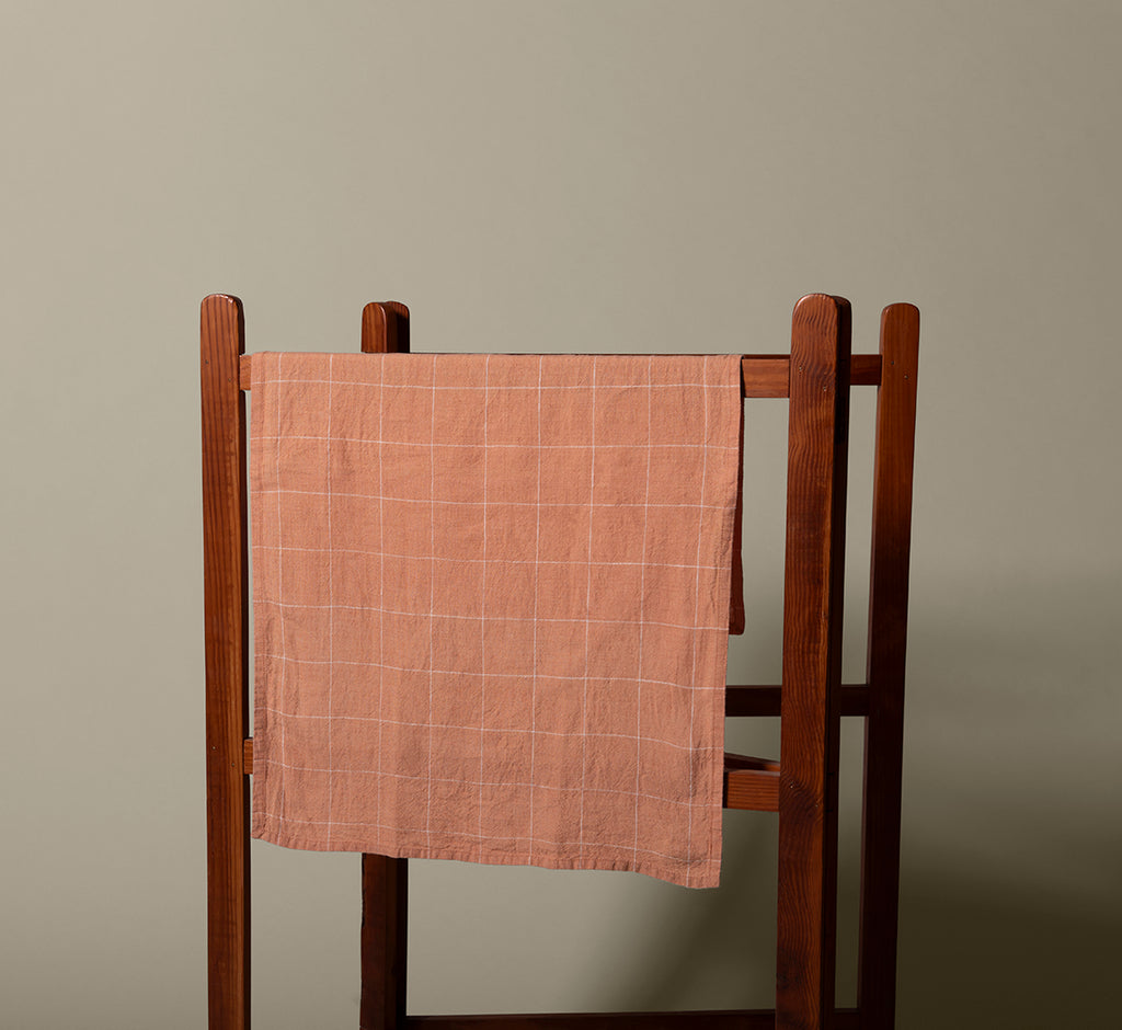 ANTWERP STRIPE LINEN TEA TOWEL IN CLAY