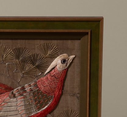 ANTIQUE NEEDLEPOINT RELIEF OF PHEASANT