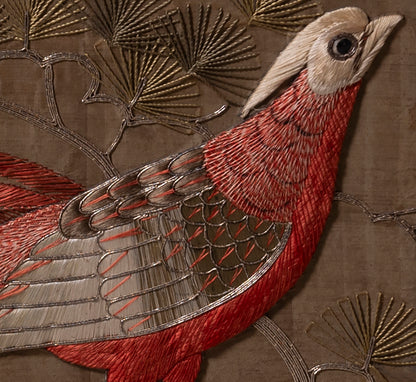 ANTIQUE NEEDLEPOINT RELIEF OF PHEASANT