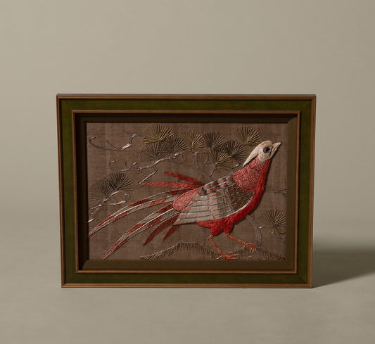 ANTIQUE NEEDLEPOINT RELIEF OF PHEASANT