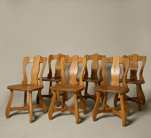 1970'S BELGIAN BRUTALIST DINING CHAIRS IN THE STYLE OF GILBERT MARKLUND (SET OF 6)