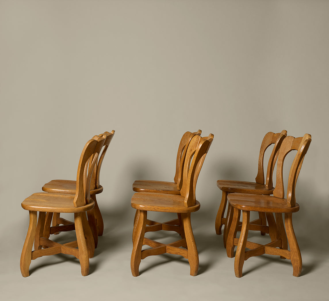 1970'S BELGIAN BRUTALIST DINING CHAIRS IN THE STYLE OF GILBERT MARKLUND (SET OF 6)