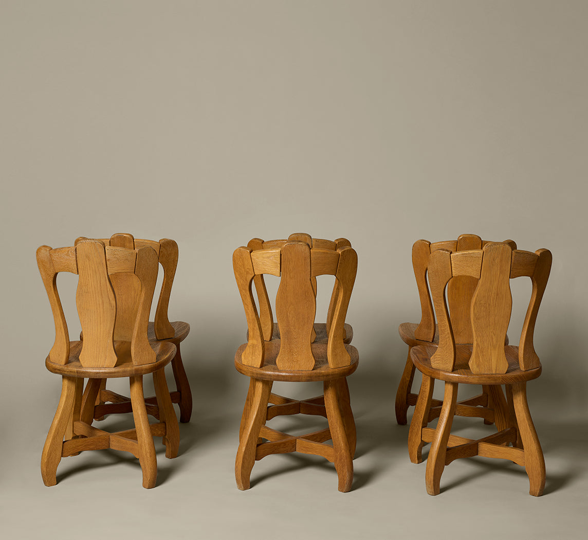 1970'S BELGIAN BRUTALIST DINING CHAIRS IN THE STYLE OF GILBERT MARKLUND (SET OF 6)