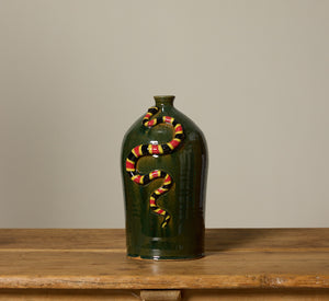 VINTAGE FOLK ART JUG WITH CORAL SNAKE