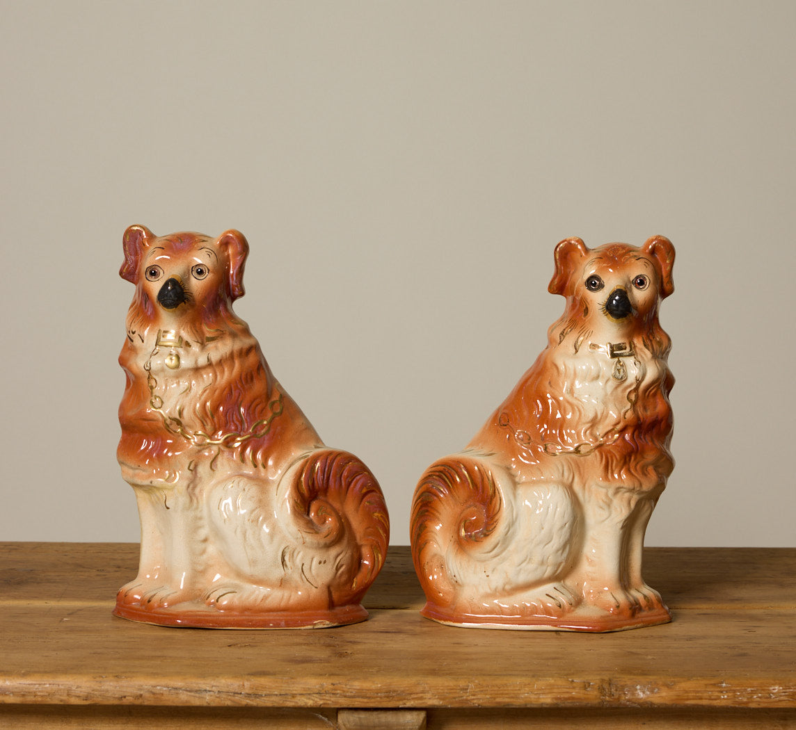 PAIR OF STAFFORDSHIRE WALLY DOG FIGURES