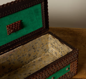 TRAMP ART BOX WITH GREEN VELVET DETAIL