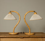 VINTAGE SWEDISH BIRCH WOOD GOOSENECK LAMPS BY MARKSLÖJD