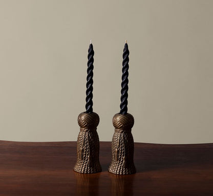 SPIRAL TAPER BEESWAX CANDLE  BLACK