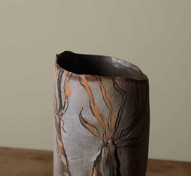 HAND BUILT TALL VASE BY GAY RIBISI