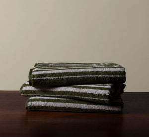 CHARLOTTE HAND TOWEL IN OLIVE AND CREAM