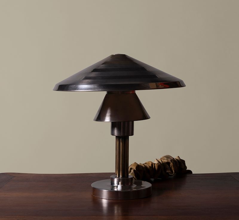 1950'S ITALIAN PATINATED NICKLE DESK LAMP