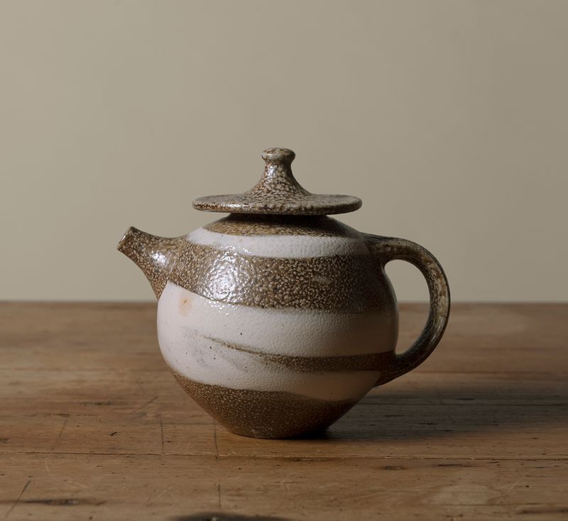 EARTHENWARE FOLK ART SWIRL TEAPOT