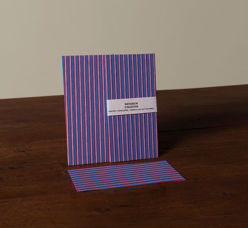 SCREEN PRINTED LARGE CARD SET IN PANSY STRIPE