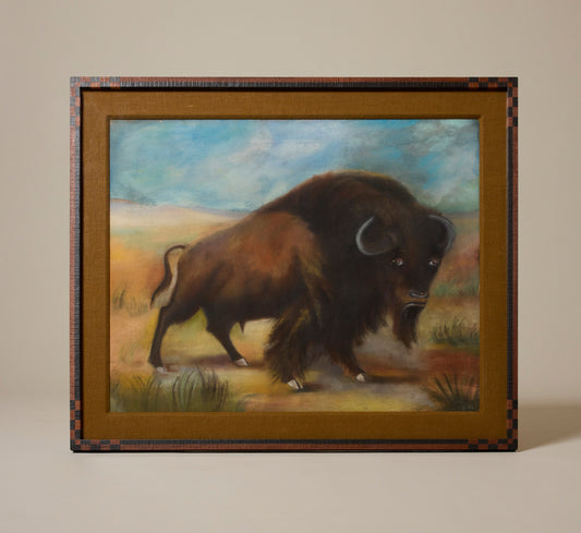 ANTIQUE AMERICAN GREAT PLAINS BISON, PASTEL