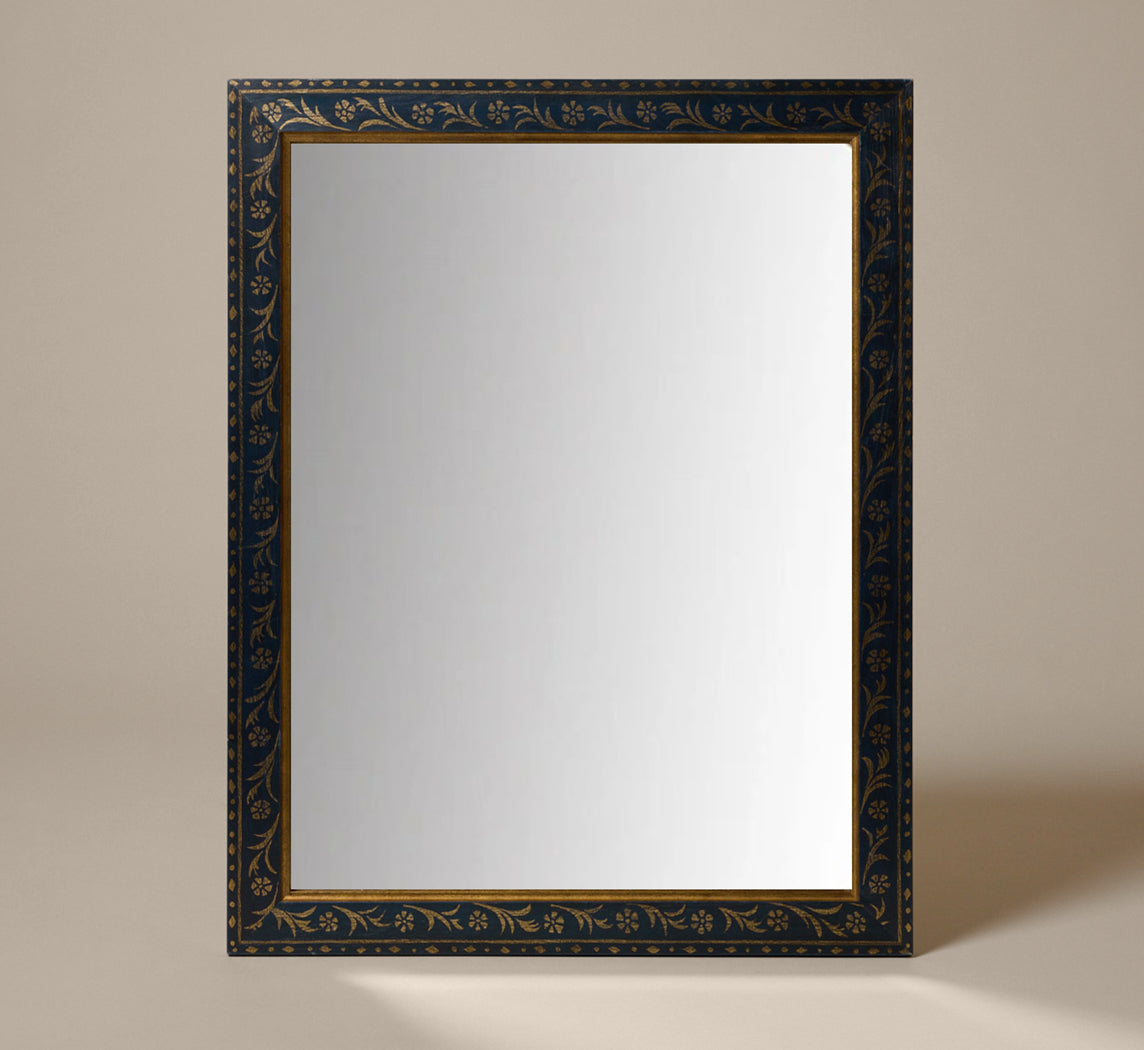 VINTAGE GILDED FLOWER PAINTED MIRROR