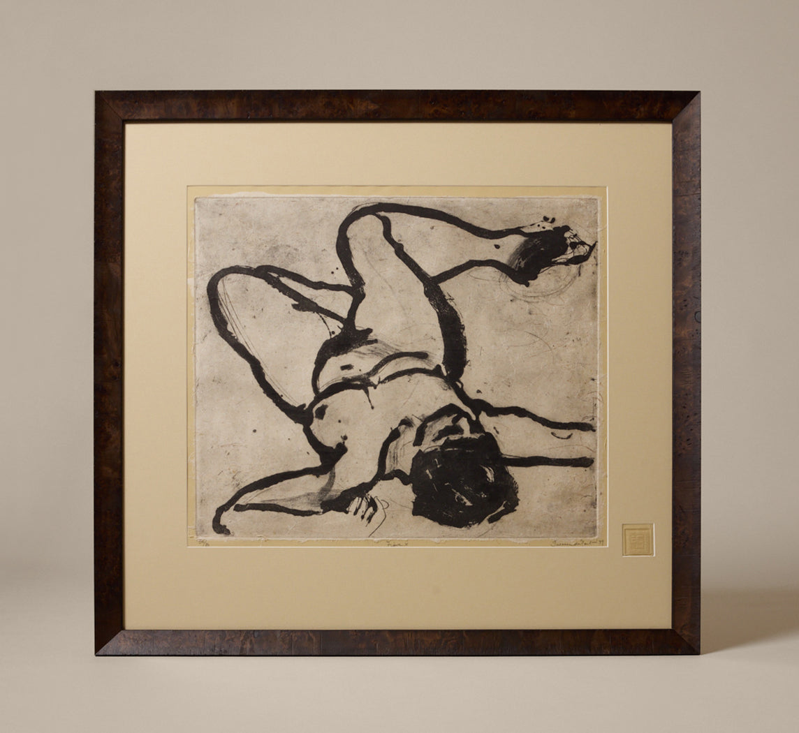 VINTAGE GESTURAL RECLINING NUDE ETCHING