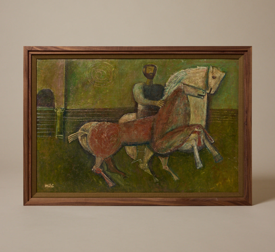1960S ITALIAN MODERNIST RIDER & FOAL SCENE