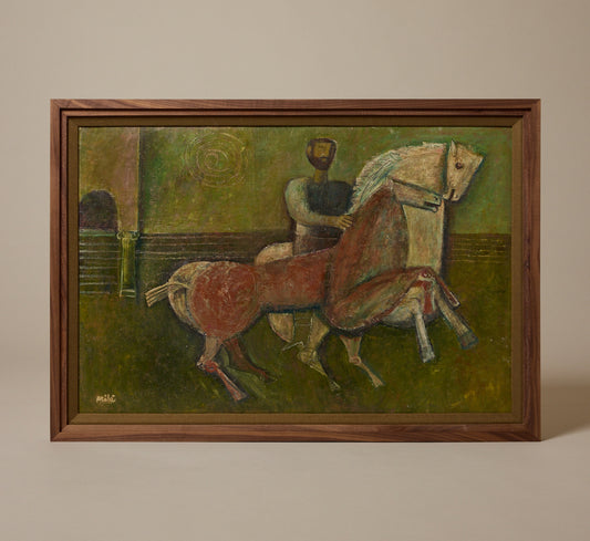1960S ITALIAN MODERNIST RIDER & FOAL SCENE