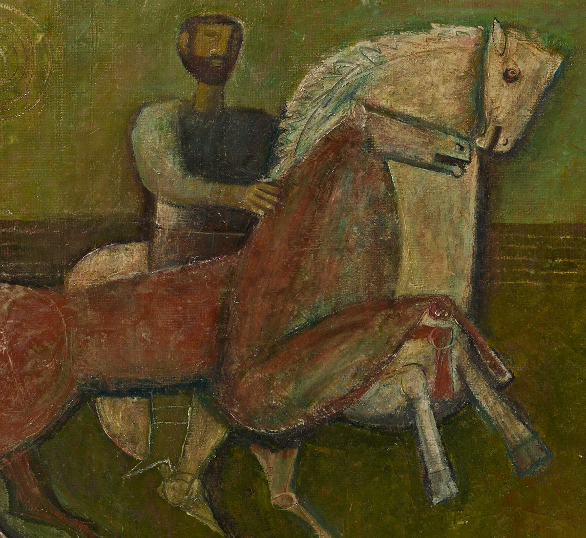 1960S ITALIAN MODERNIST RIDER & FOAL SCENE