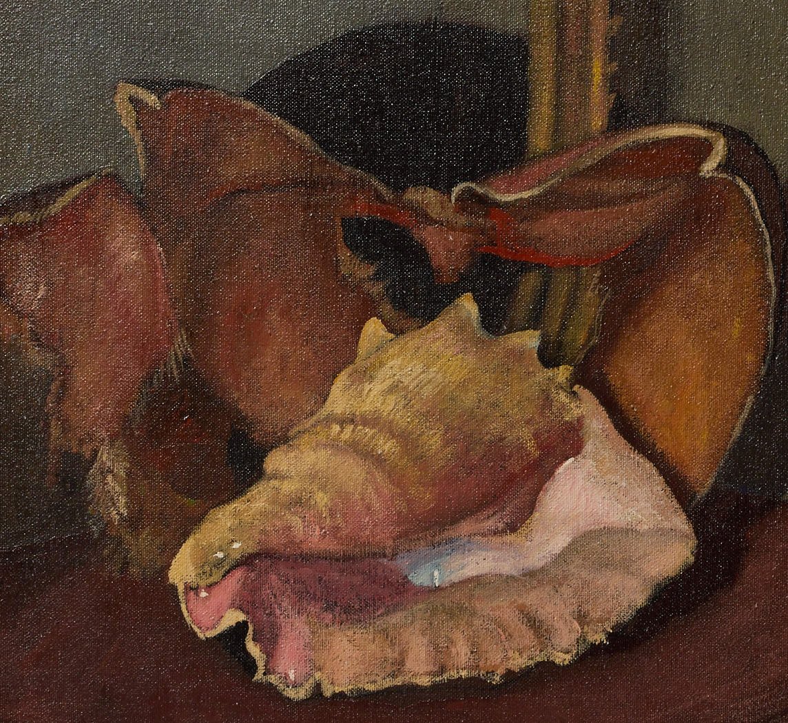 VINTAGE CONCH SHELL STILL LIFE