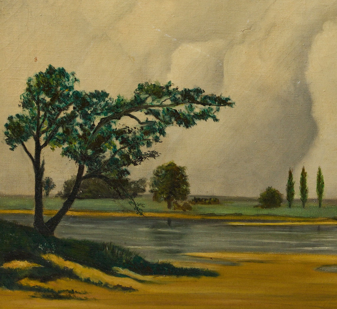 20TH CENTURY STORMY RIVER LANDSCAPE