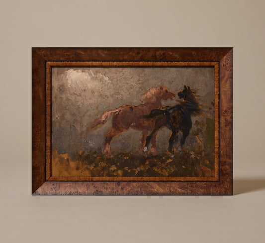 VINTAGE ITALIAN LANDSCAPE WITH WILD HORSES