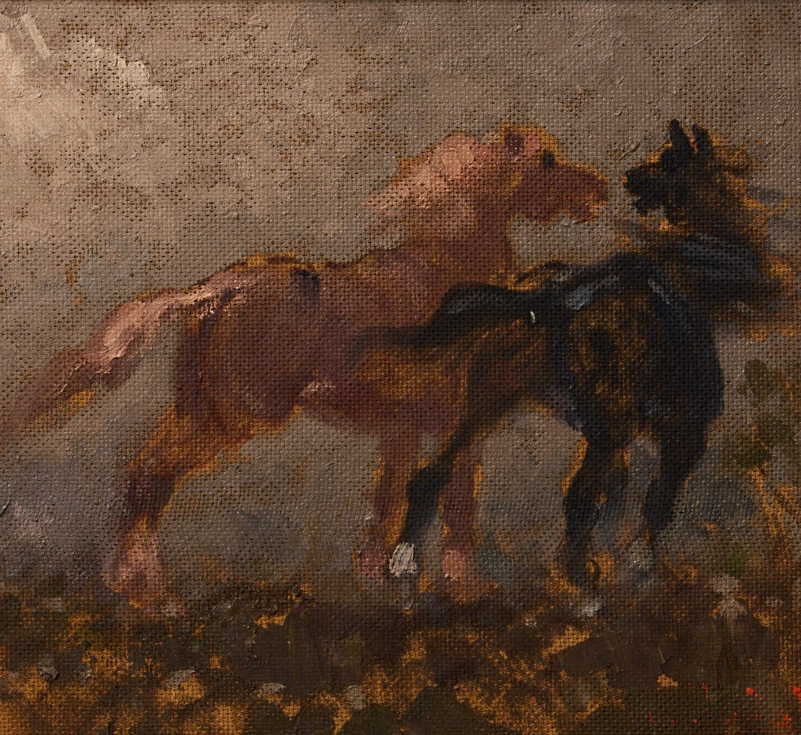 VINTAGE ITALIAN LANDSCAPE WITH WILD HORSES