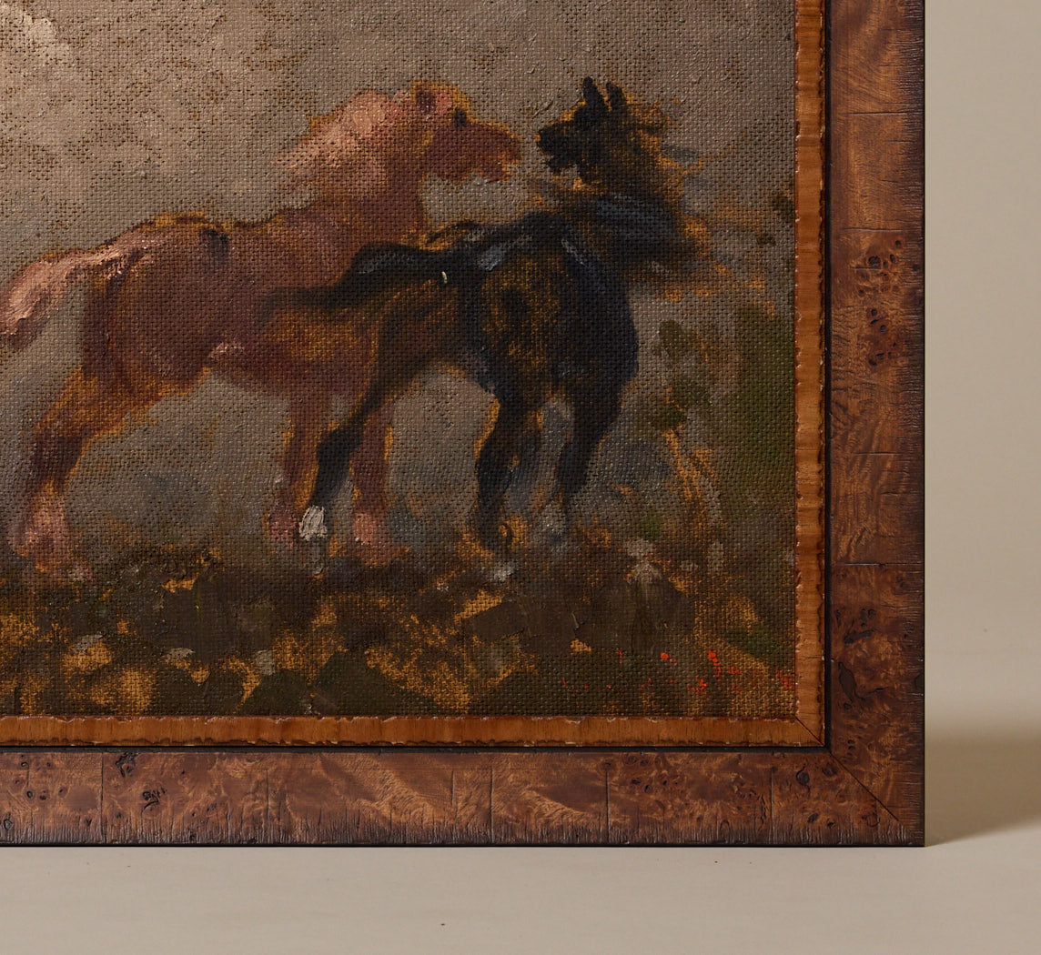 VINTAGE ITALIAN LANDSCAPE WITH WILD HORSES