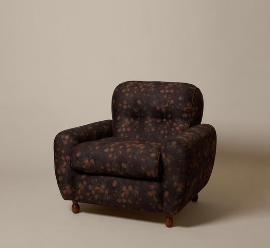 PAIR OF 1970S ITALIAN TUFTED LOUNGE CHAIRS IN MIDNIGHT FLORAL