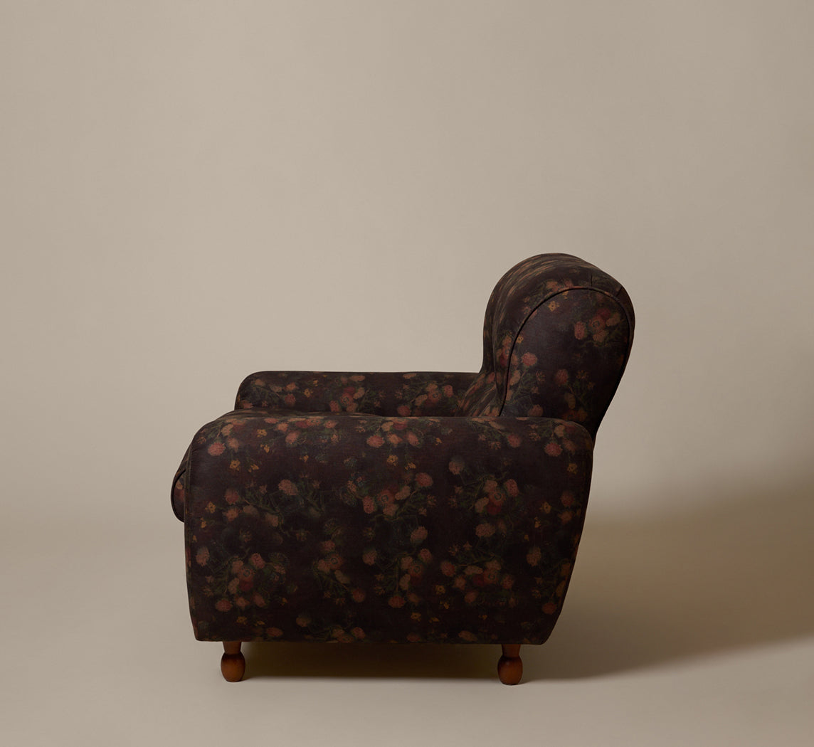 PAIR OF 1970S ITALIAN TUFTED LOUNGE CHAIRS IN MIDNIGHT FLORAL