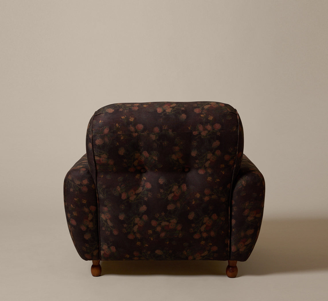 PAIR OF 1970S ITALIAN TUFTED LOUNGE CHAIRS IN MIDNIGHT FLORAL