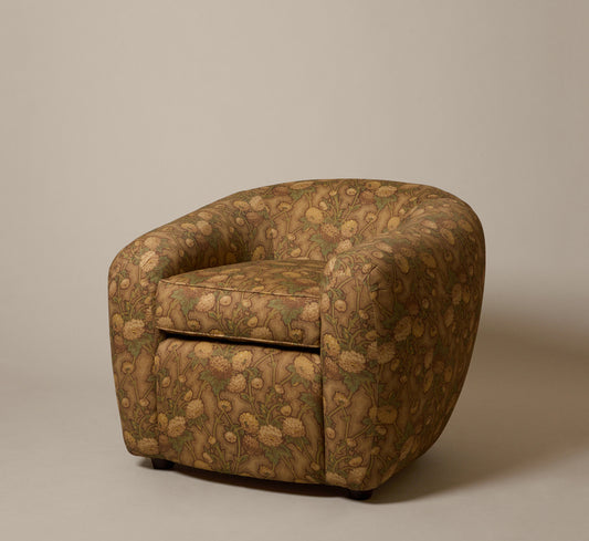 PAIR OF DECO STYLE CLUB CHAIRS IN PIERCE & WARD CHRYSANTHEMUM