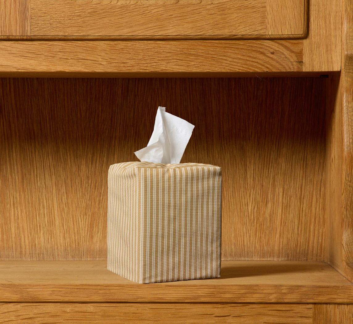 PIERCE & WARD FLAX STRIPE TISSUE BOX COVER