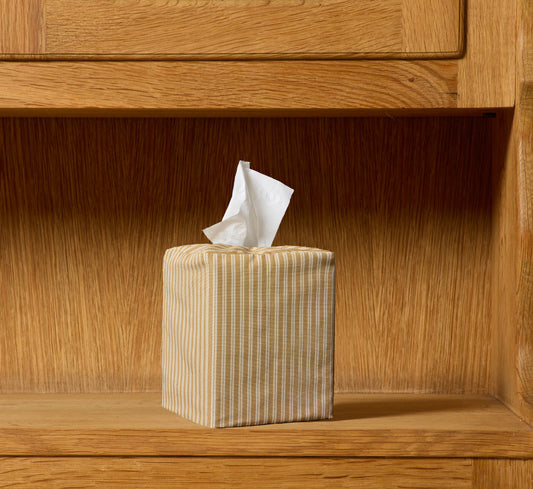 PIERCE & WARD FLAX STRIPE TISSUE BOX COVER