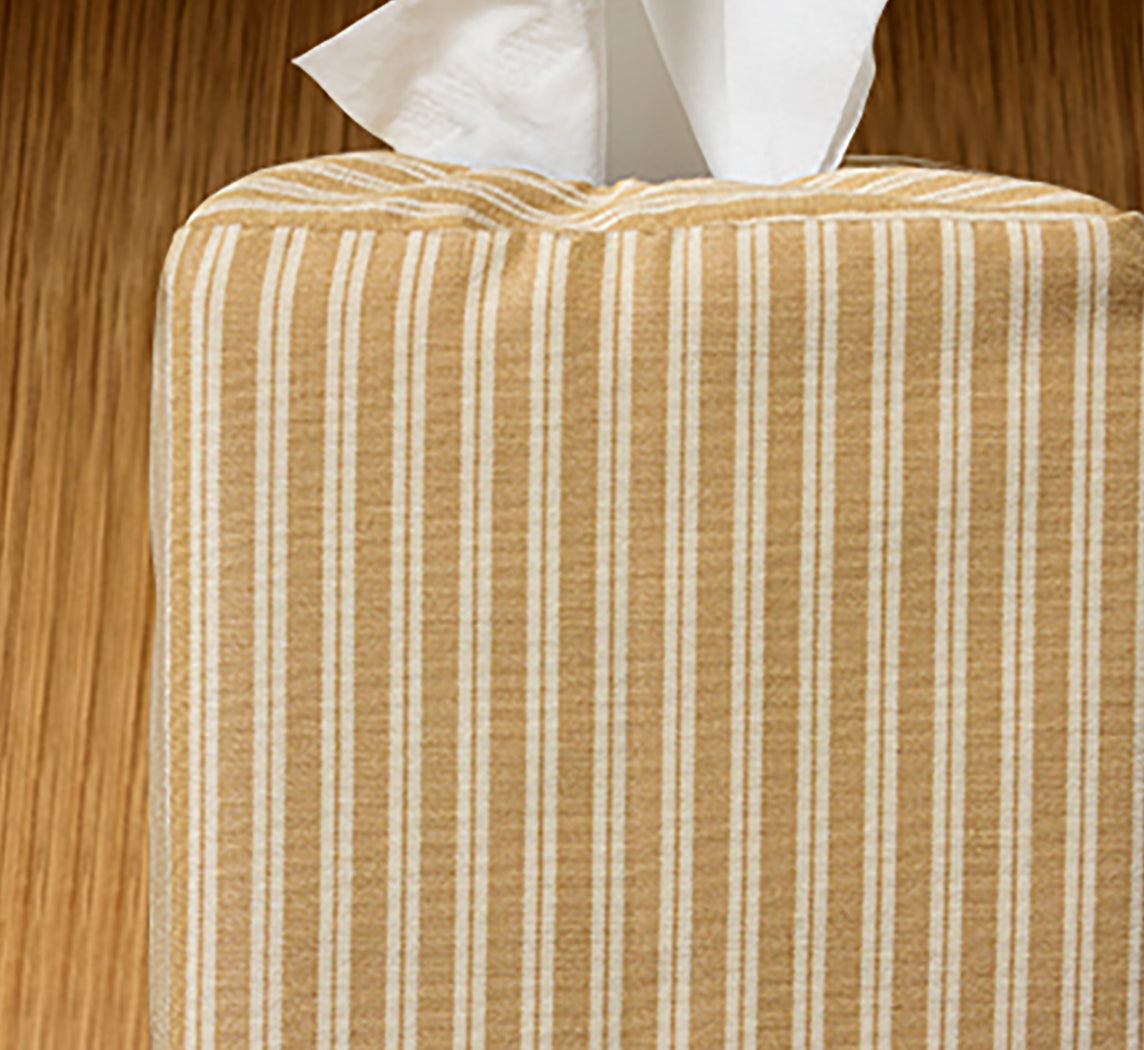 PIERCE & WARD FLAX STRIPE TISSUE BOX COVER