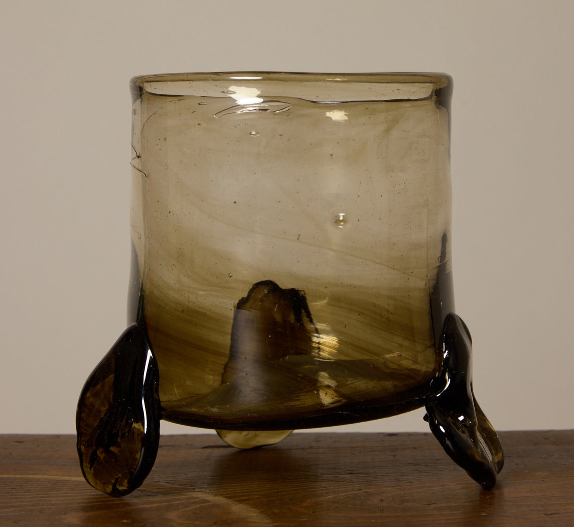 HURRICANE FOOTED VASE BY LA SOUFFLERIE IN FUMÉ SMALL
