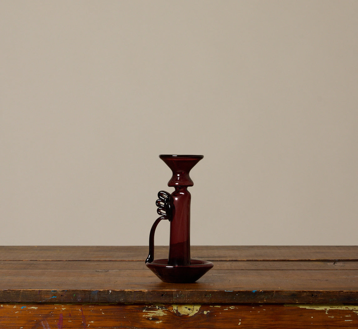 PORTA GLASS CANDLEHOLDER BY LA SOUFFLERIE IN FRAMBOISE