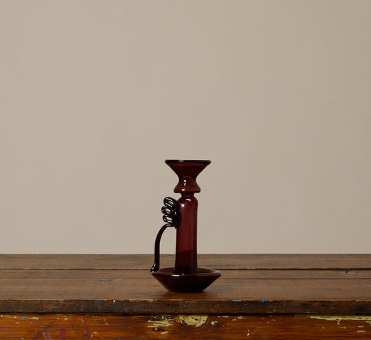 PORTA GLASS CANDLEHOLDER BY LA SOUFFLERIE IN FRAMBOISE